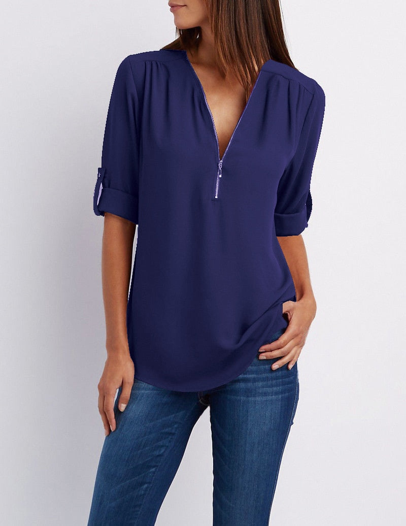 Women Chiffon Blouse Tops