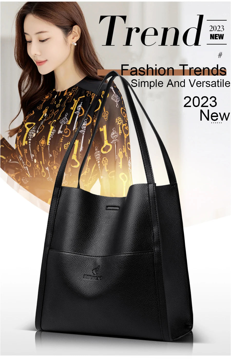 Soft PU Leather Tote Handbag