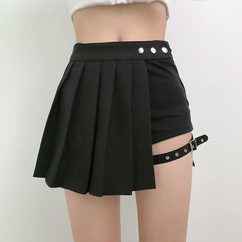 Women Asymmetrical High Waist Black Skirts