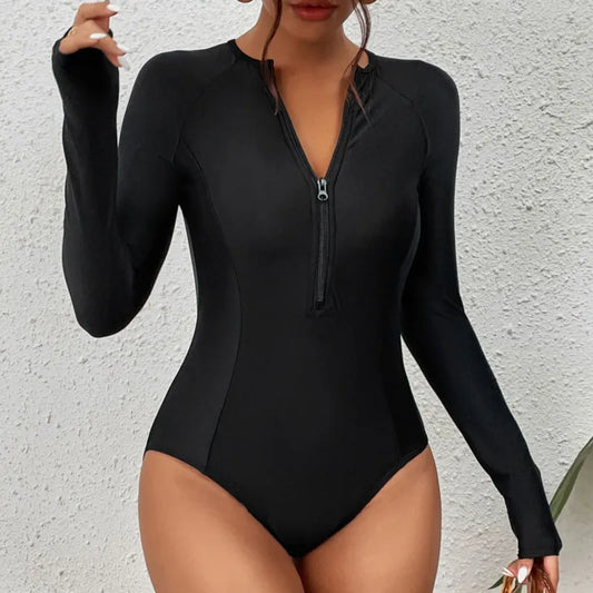 New Black Long Sleeve Swimwear