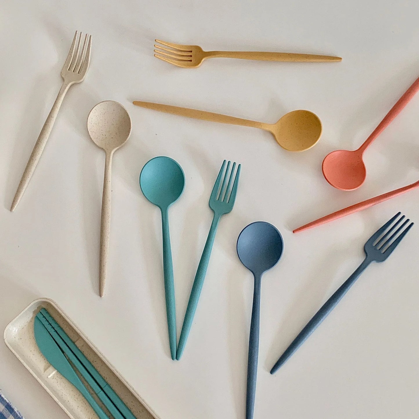 4PCS/Set Cutlery Wheat Straw Spoon