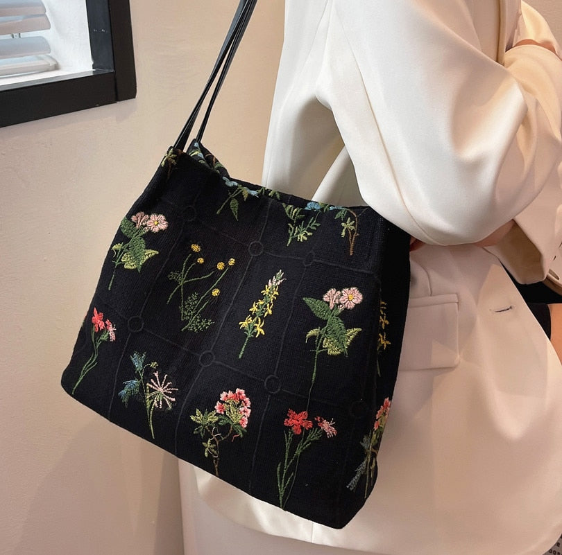 New Luxury Brand Large Flowers Tote Bag