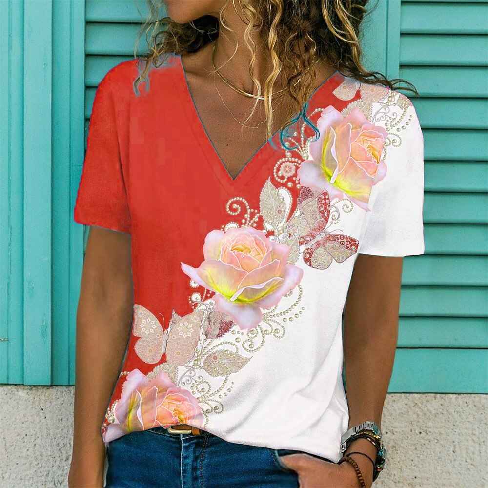 Women's Love Print Short Sleeve Top