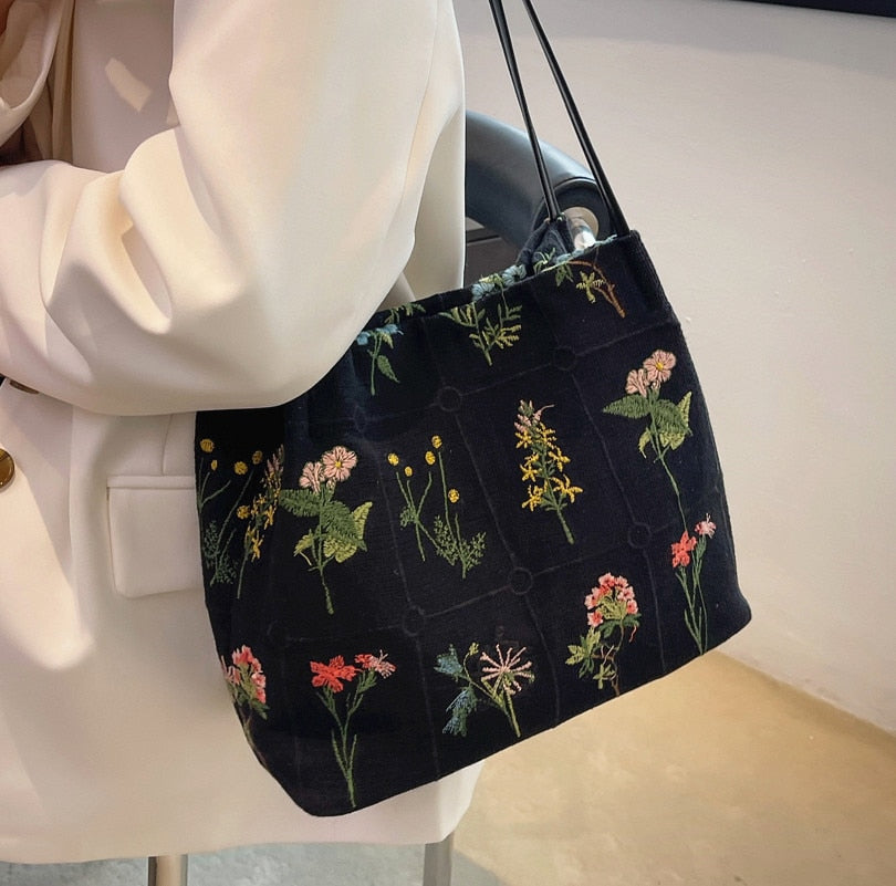 New Luxury Brand Large Flowers Tote Bag