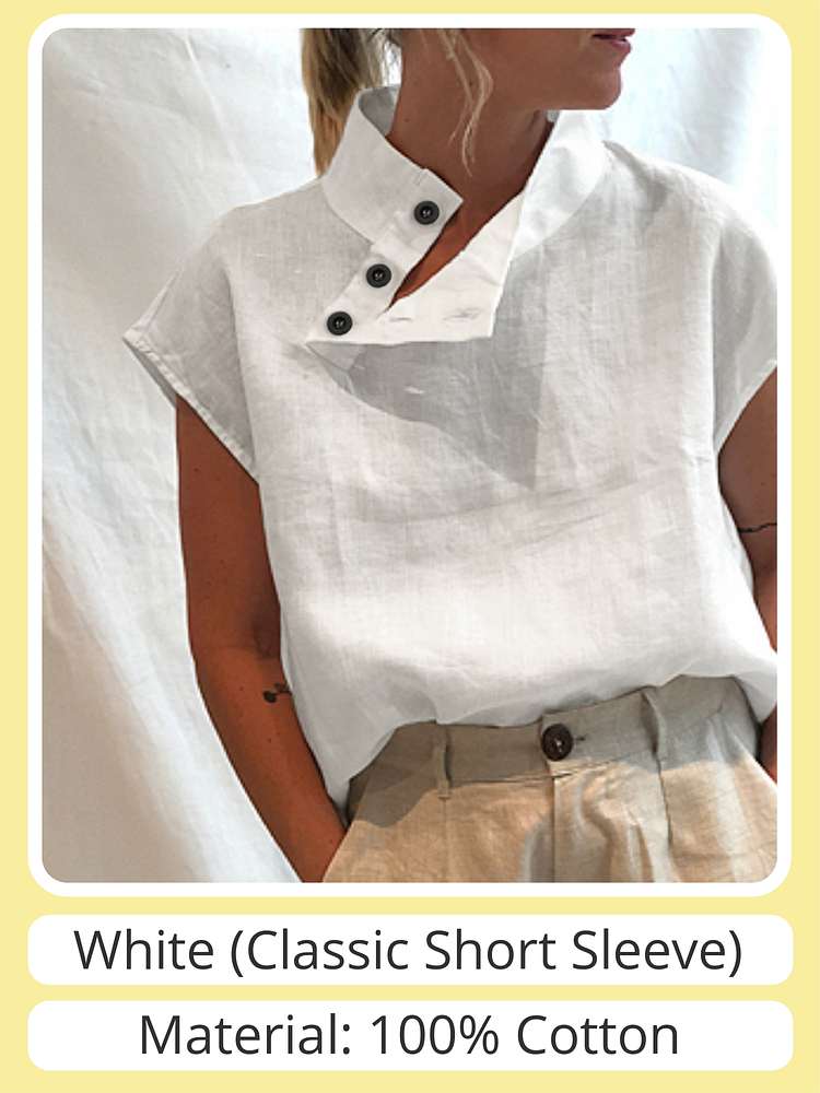 Summer Cotton Linen Blusas Mujer Stylish White Shirt