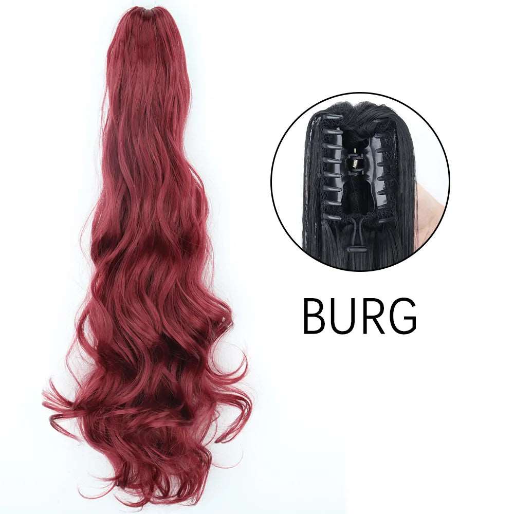 24Inch Heat Resistant Pony Tail Hair BURG 1 24inches-60cm