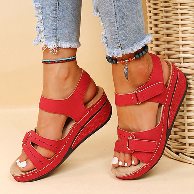 New Summer Wedge Sandals Red