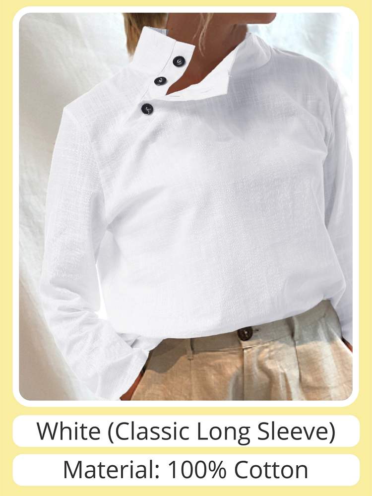 Summer Cotton Linen Blusas Mujer Stylish White Shirt