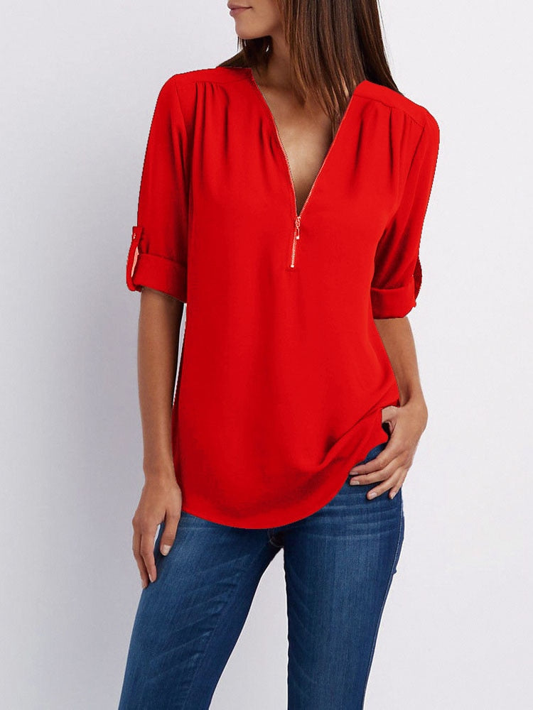 Women Chiffon Blouse Tops