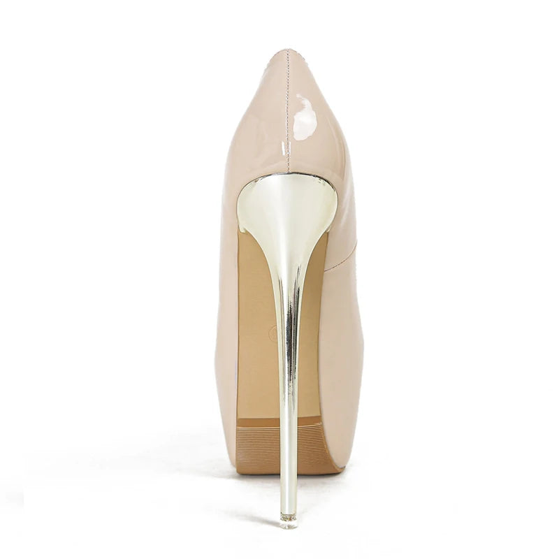 New Round Toe Patent Leather Super High Stiletto Heels