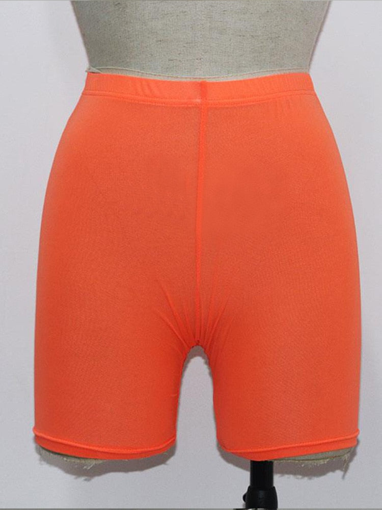 Women Casual High Waist Shorts orange