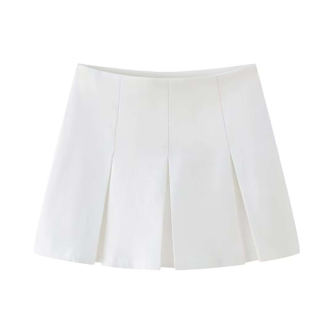 Women High Waist Wide Pleats Design Slim Skirts