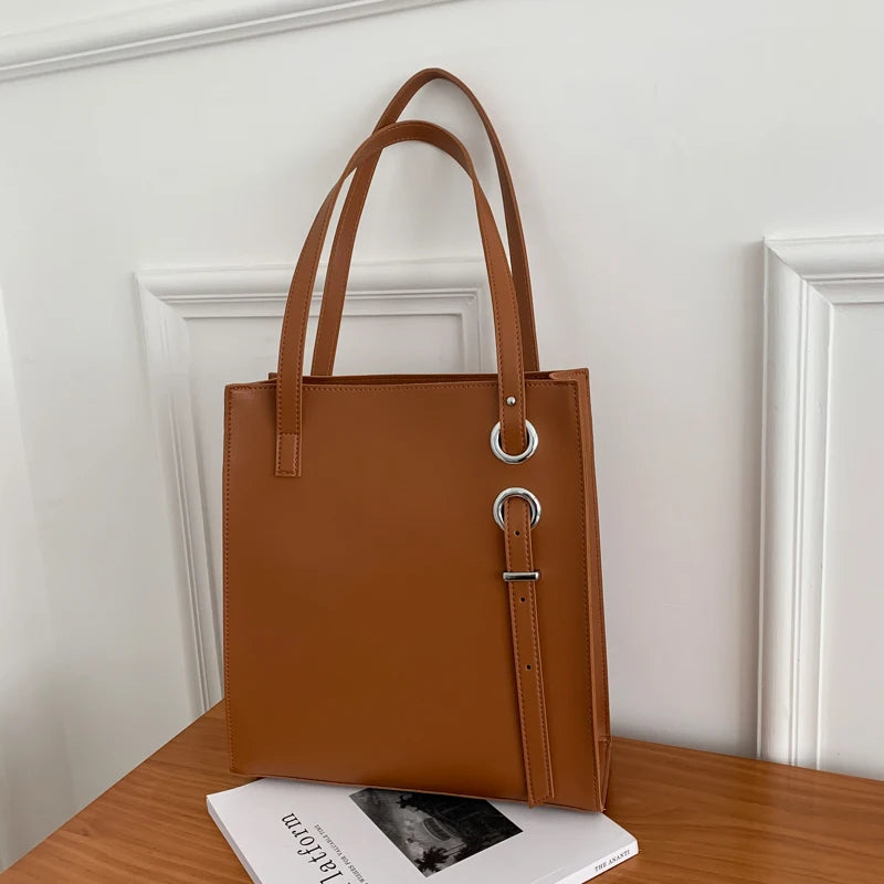 Large minimalistic tote Handbag Light Brown