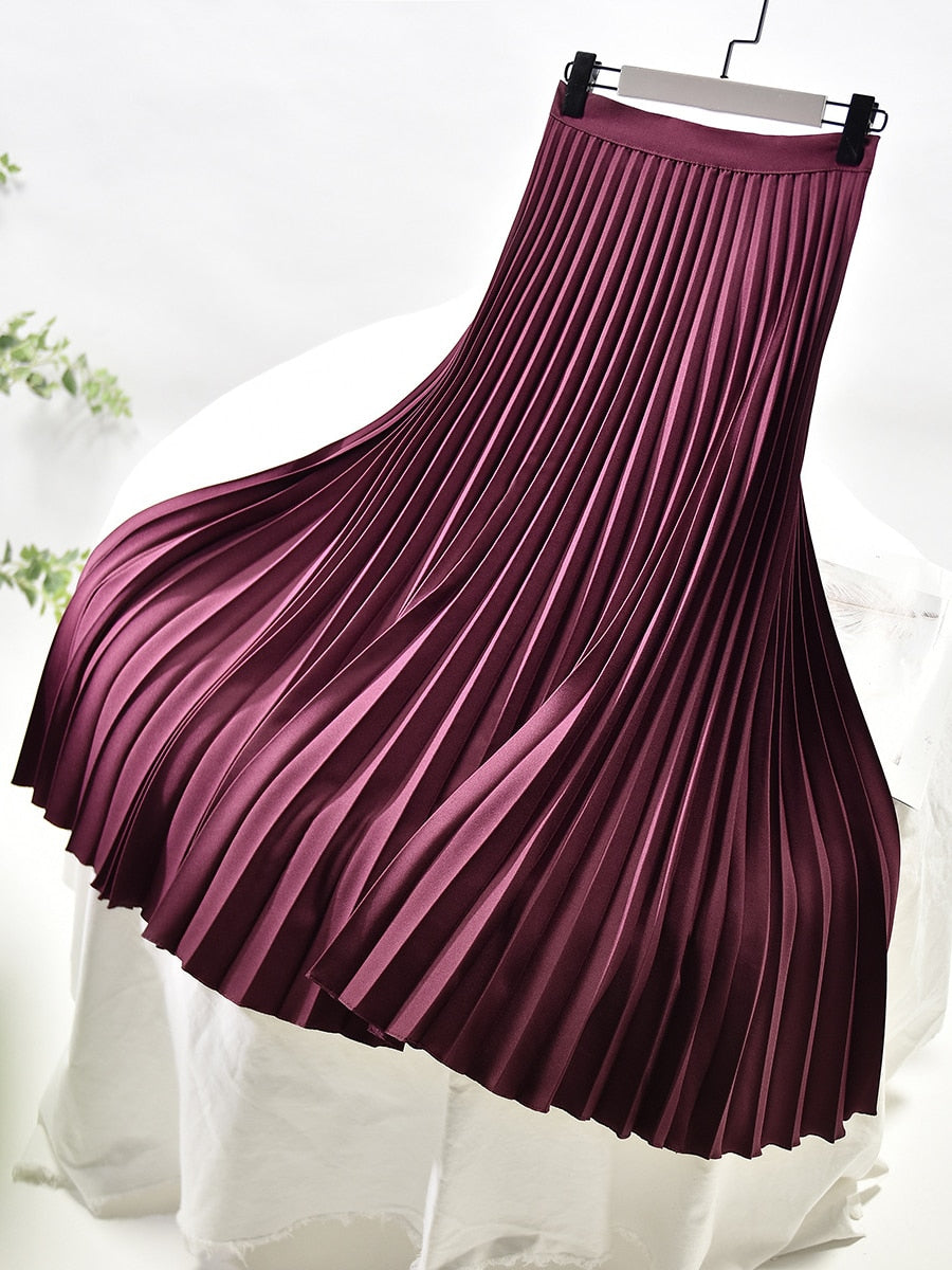 Elegant & Chic Solid Pleated Skirt