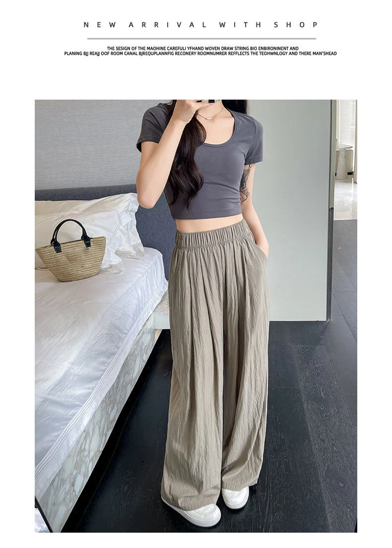 Elasticated waistband Wide Leg Trousers for Women