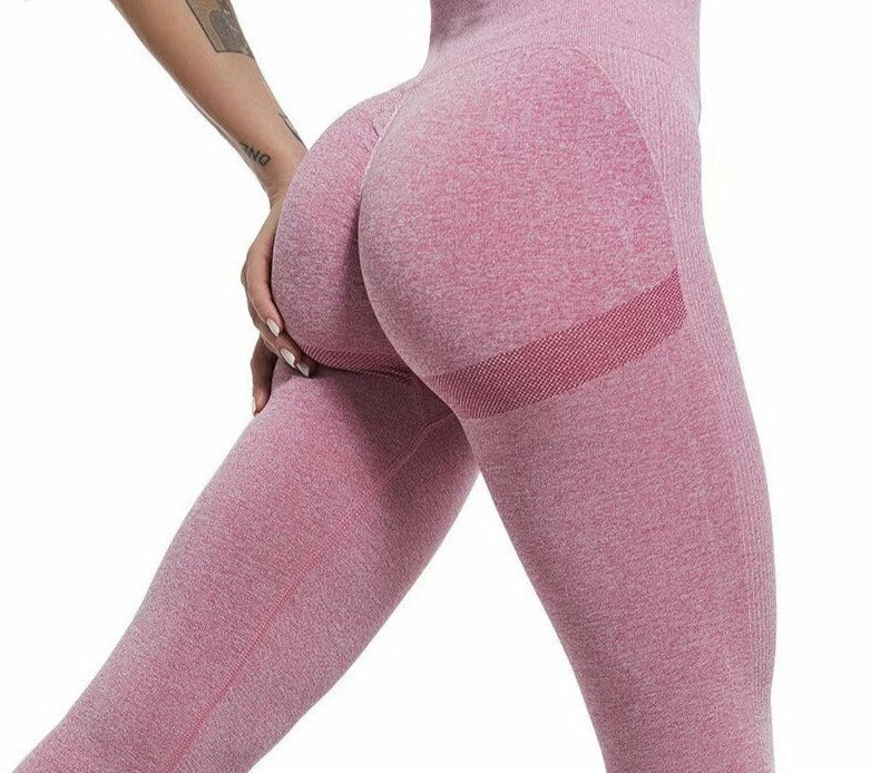 Women High Waist Fitness Gym leggings pink 01