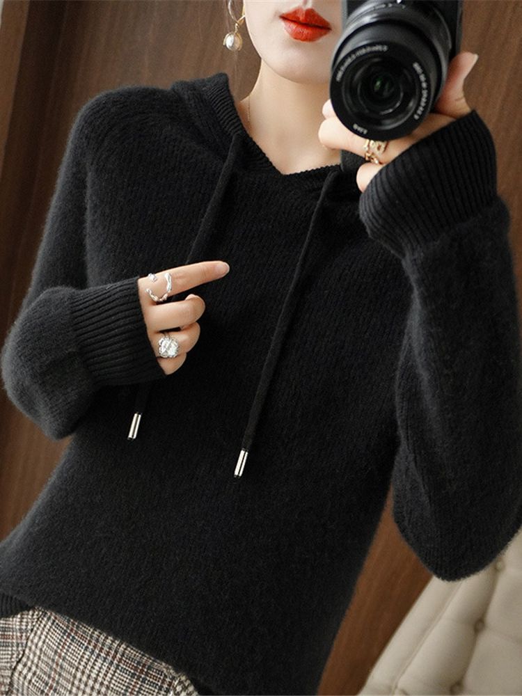 Hooded Knitted Jacket Cardigan