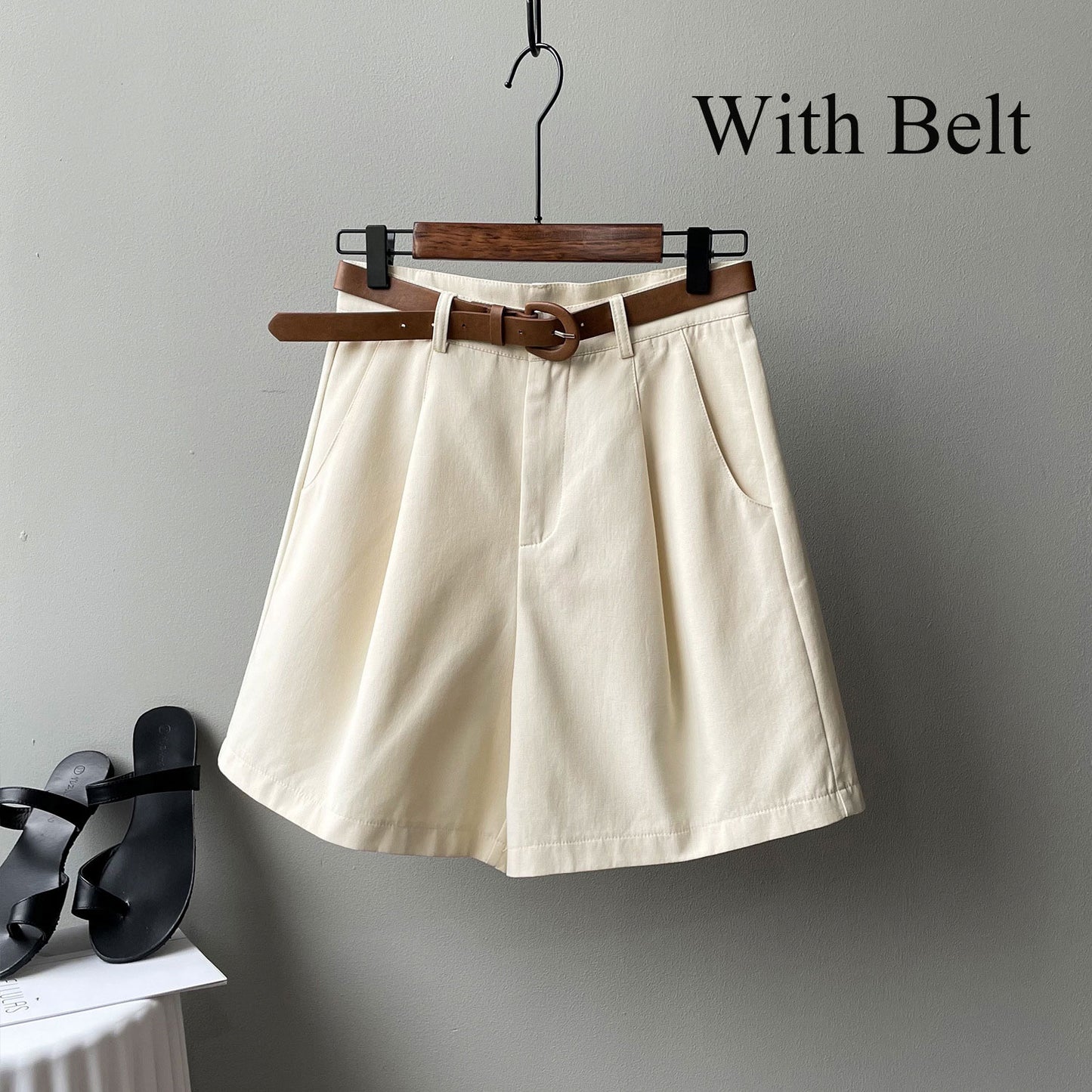 Women Office High Waist Suit Shorts DA02957(With Belt)