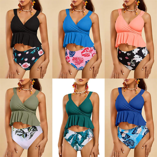 Women Leaf Print elegant Swimwear