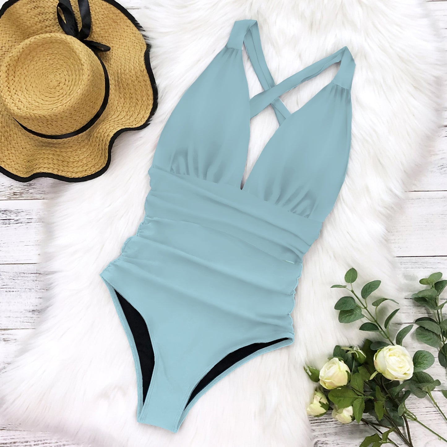 Attractive One Piece belt Swimsuit