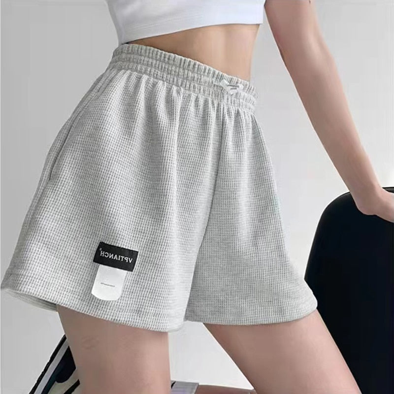 High Waisted Sports Shorts Light Grey