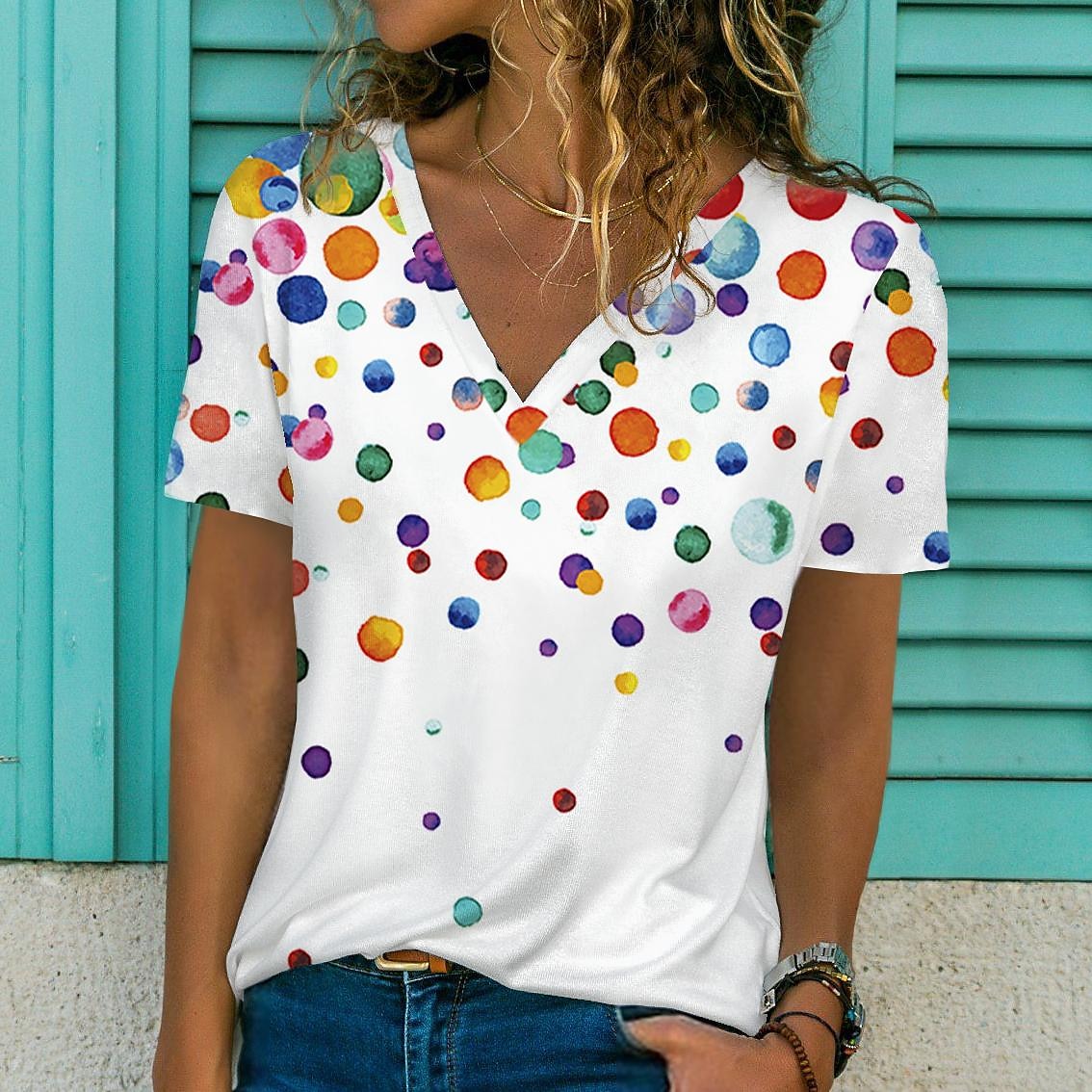 Women's Love Print Short Sleeve Top