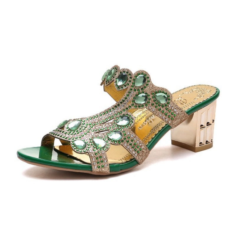 Glitter Mesh Women Sandals 8806 green