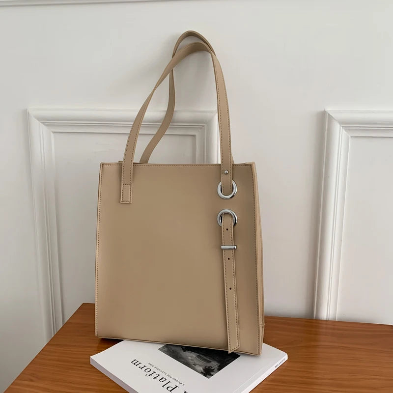 Large minimalistic tote Handbag Khaki