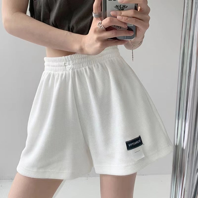 High Waisted Sports Shorts White