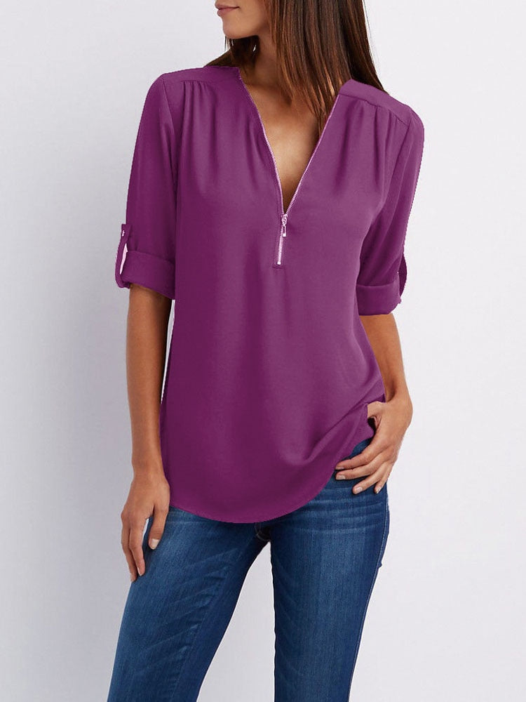 Women Chiffon Blouse Tops