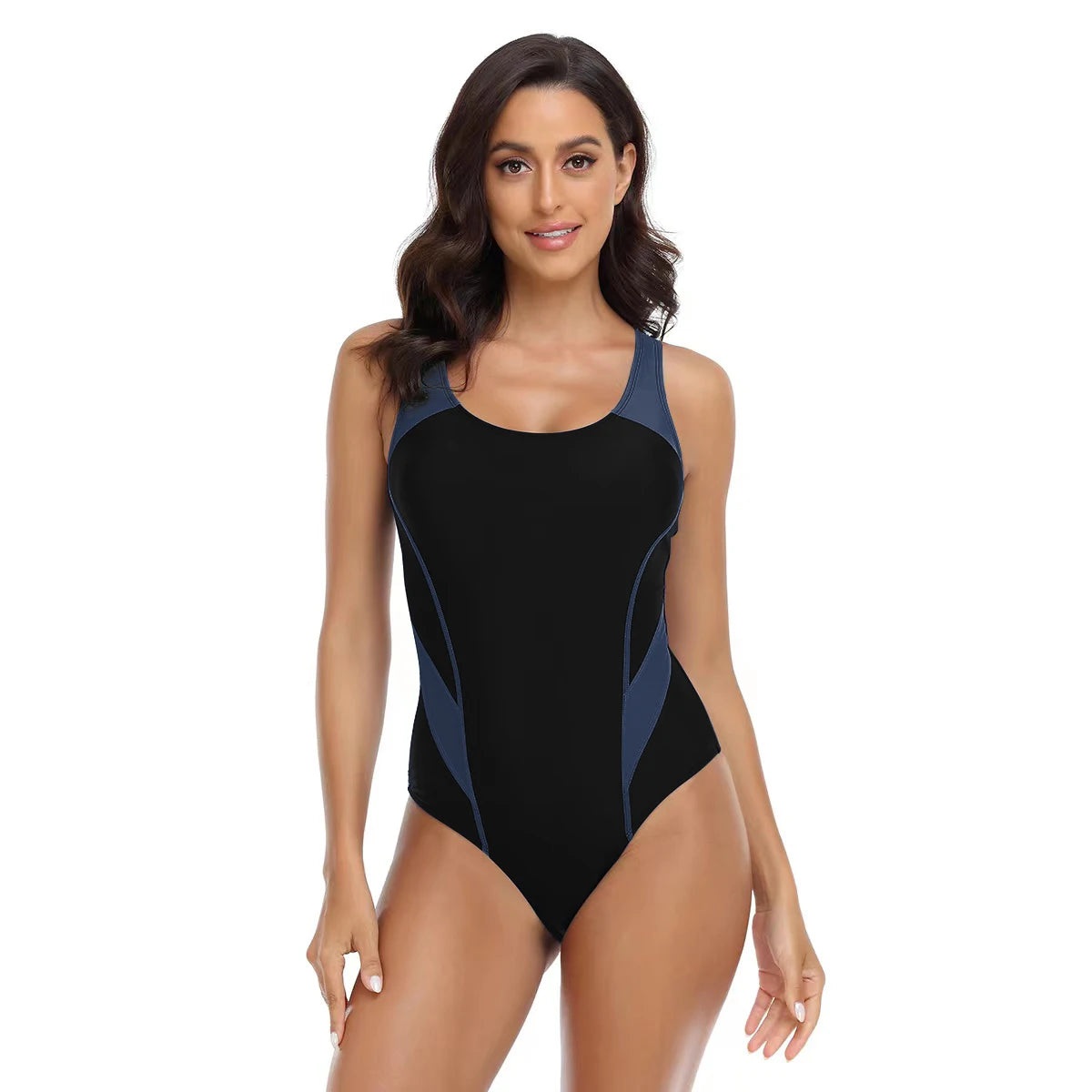 New Sports Style One Piece Black Swimsuit