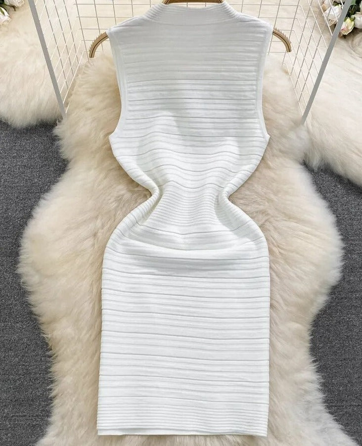 New Sexy Summer Knit Strap White Dress