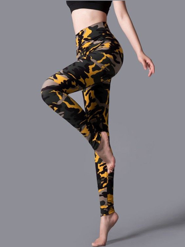 Women Jeggings Elastic Pants PD98YellowGrayCamo