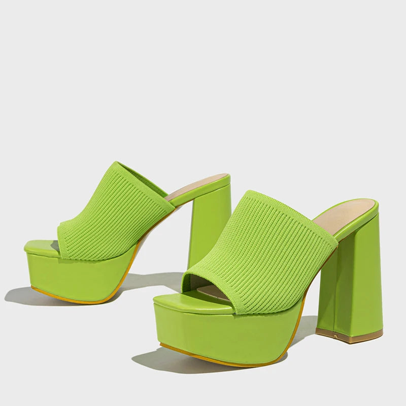 Women's 11.5CM Thick High Heels Green