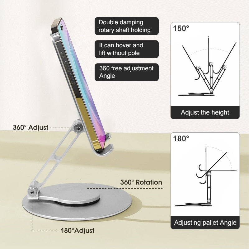 360° Rotate Metal Desk Mobile Phone Holder