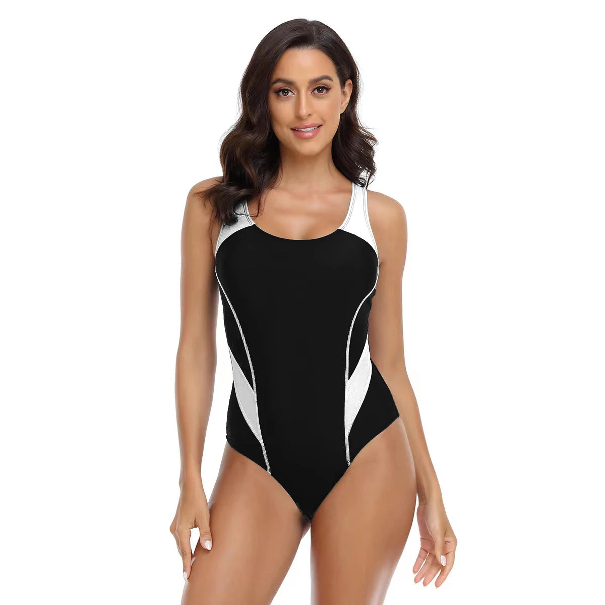 New Sports Style One Piece Black Swimsuit