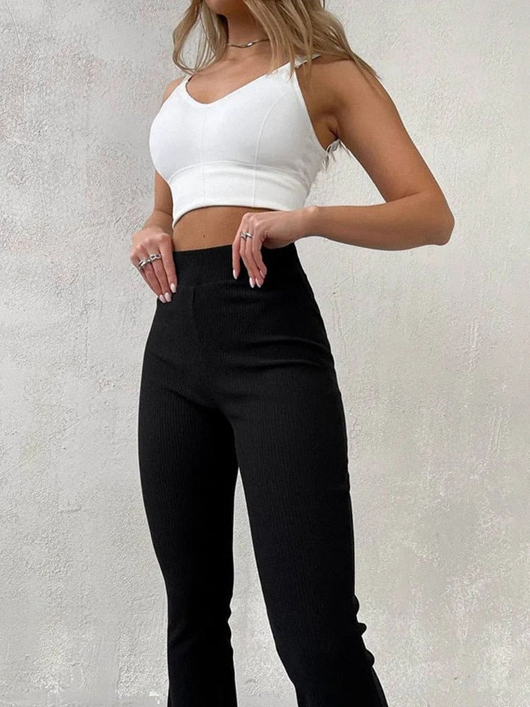 New Solid Slim Fit Streetwear Women Pants