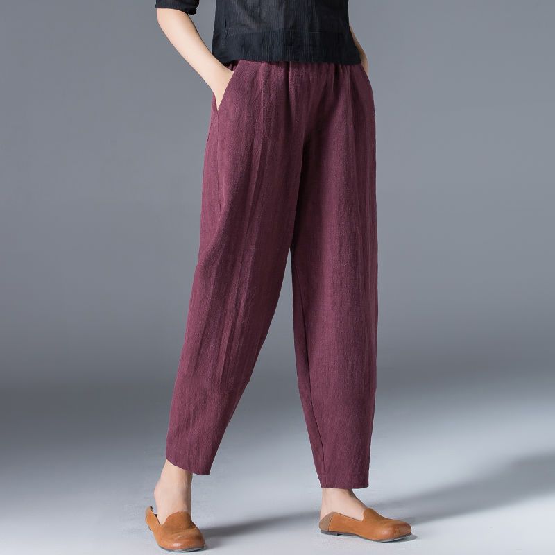 New Anti-cotton Elastic Waist Wide Leg Trousers zaohong