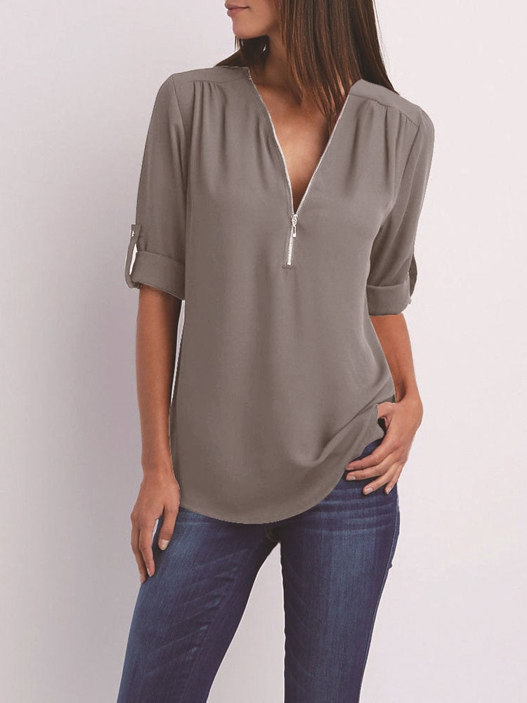 Women Chiffon Blouse Tops