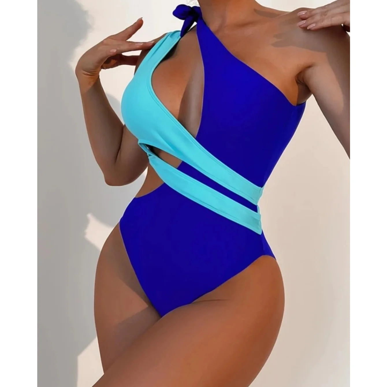 Women Sexy Cut Out Monokini Swimwear blue