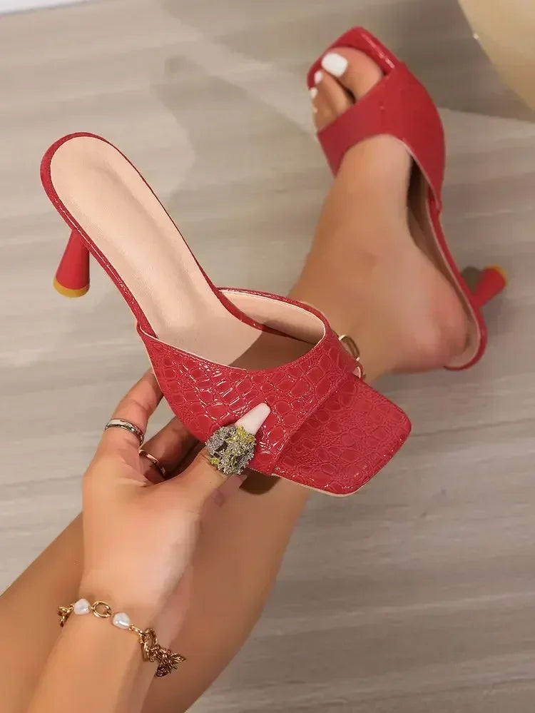 Summer open toe Women High Heel Mules