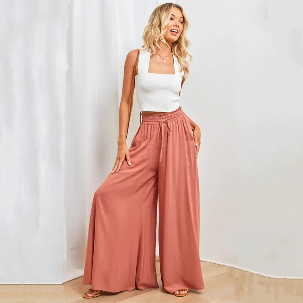 Spring Summer Wide Leg Trousers