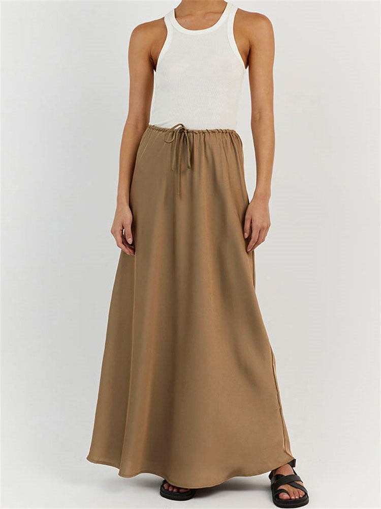 New High Waist Loose Female Long Skirt Coffee S