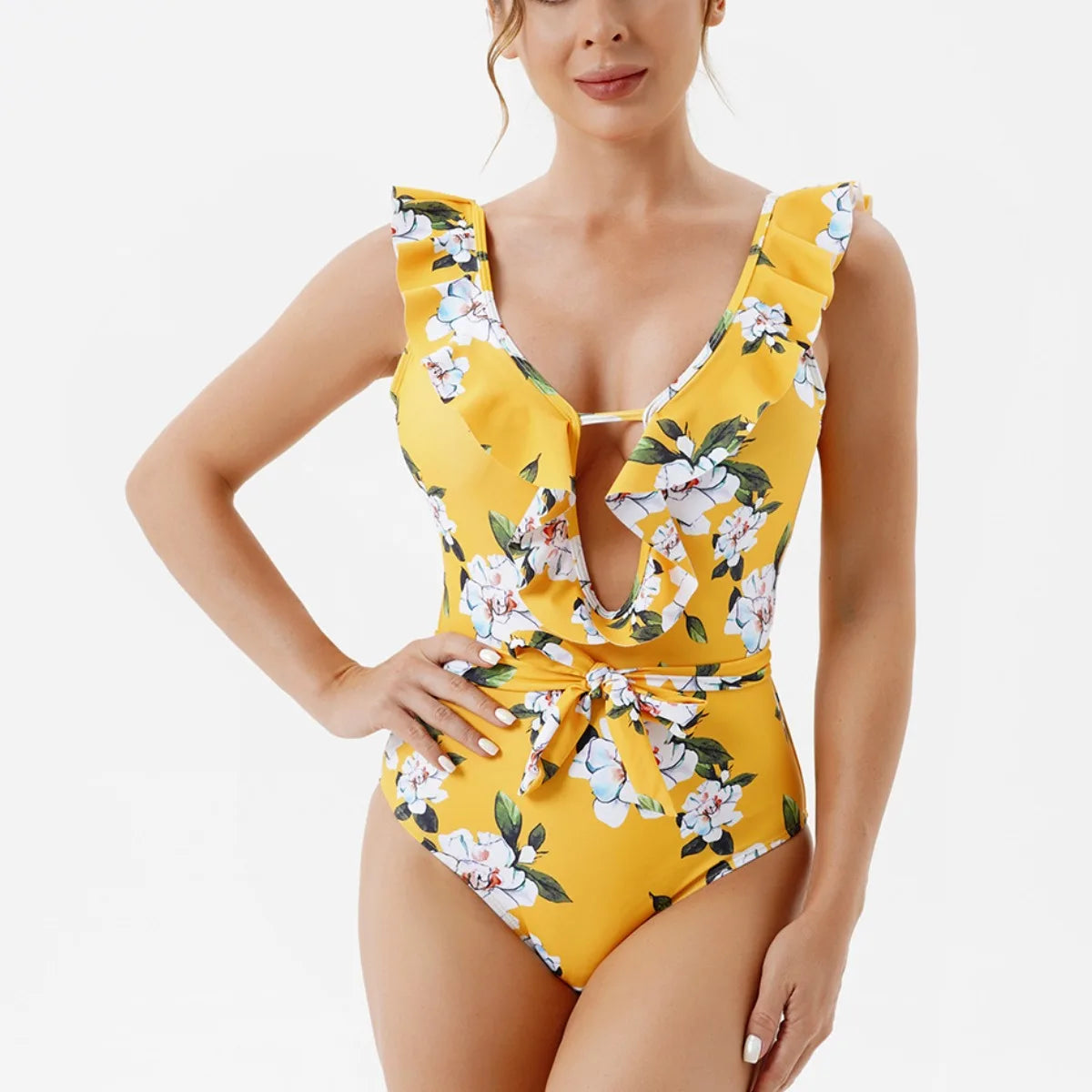 New Brazilian One Piece Brand Yellow Swimsuit