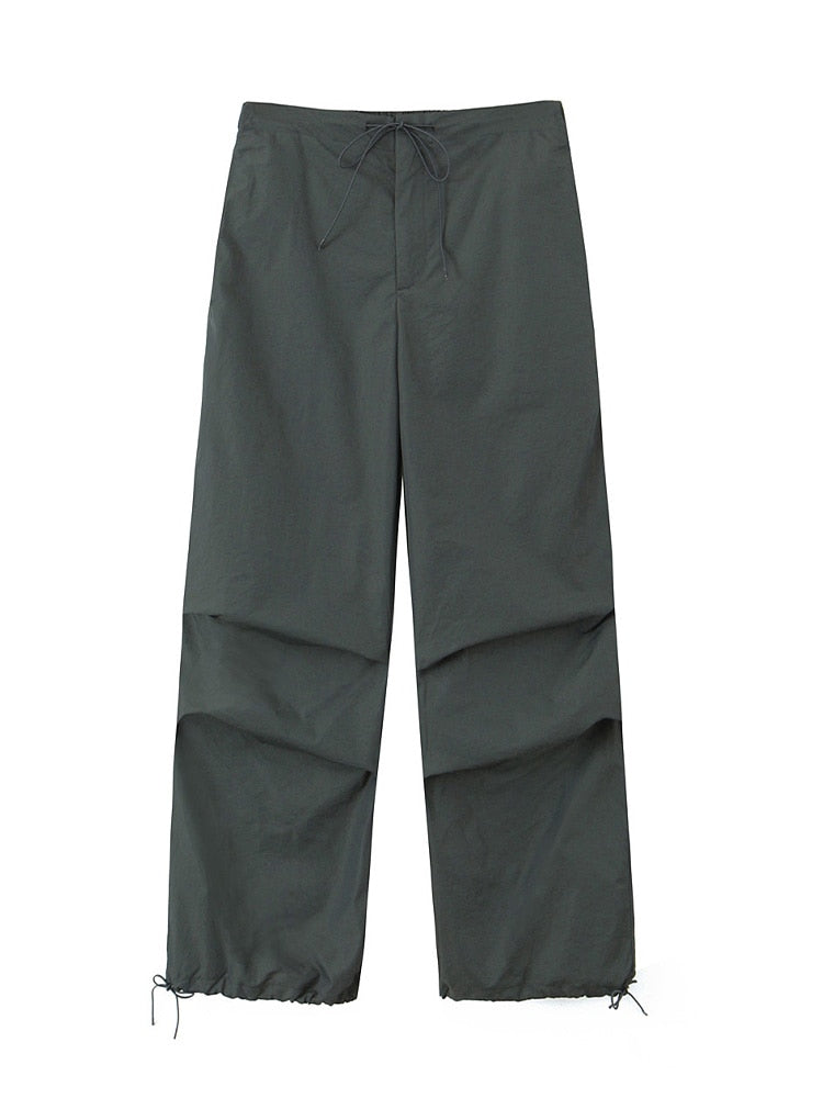 Women Fashion Parachute Cargo Pants DarkGreen