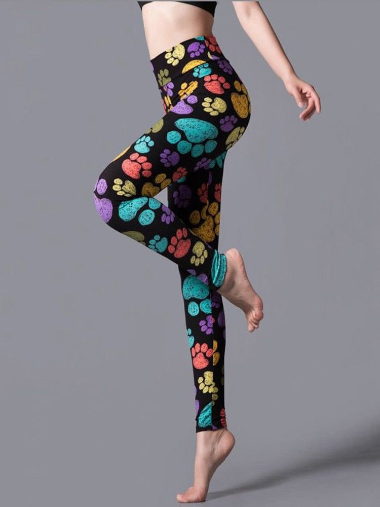 Women Jeggings Elastic Pants PD96 Colorful Paw