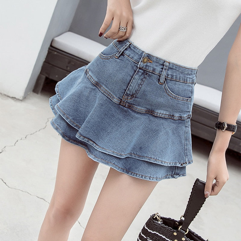 New Vintage Denim Mini Skirts Light Bule