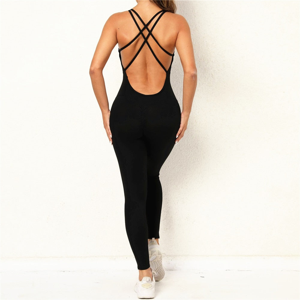 Women Lycra Fitness Gym One Piece Jumpsuit