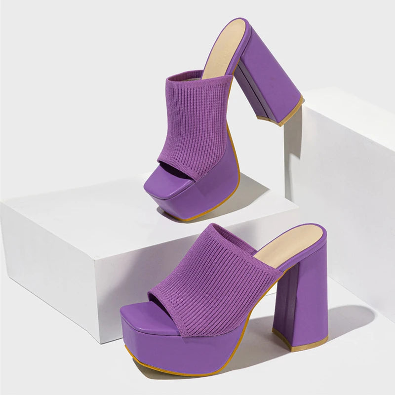 Women's 11.5CM Thick High Heels Purple