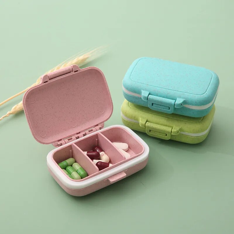 Mini Portable Pills Organizer Case 3 Grids PillBox